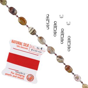 925 Sterling Silver, Crazy Lace Agate With Garnet Project With Instructions By Alison Tarry