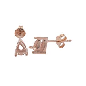 Rose Gold Plated 925 Sterling Silver Pear Earring Mounts (To fit 6x4mm gemstone)- 1pair