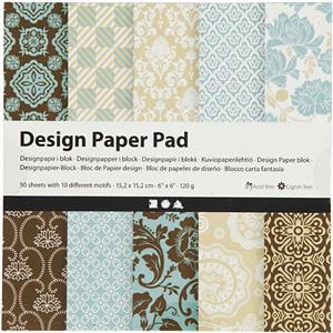 Design Paper Pad, light blue, brown, 15,2x15,2 cm, 120 g, 50 sheet/ 1 pack