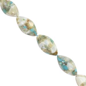 35cts Opal With Turquoise Smooth Rice beads Approx 17x8 to 19x10mm, 8cm Strand 