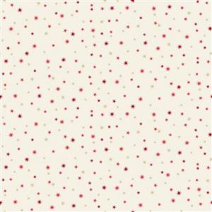 Makower Scandi Christmas Stars Red on Cream 0.5m 