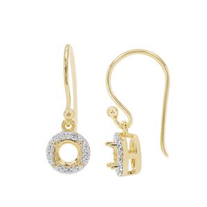 Gold Plated 925 Sterling Silver Round Earrings Mount (To fit 5mm gemstone) Inc. 0.25cts White Zircon Brilliant Cut Round 1mm - 1 Pair