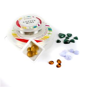 Cabochon Collective; Malachite,  Blue Lace Agate, Baltic Cognac Amber & Citrine cabochons