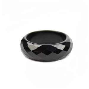 11cts Sze P Type A Black Jadeite Faceted Archer's Ring  Approx 17-18mm, 1pc