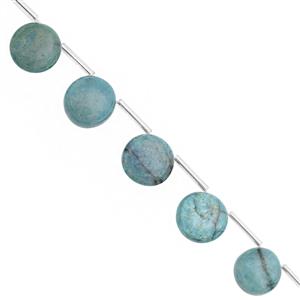 75cts Chrysocolla Top Side Drill Smooth Coin Approx 10 to 14.50mm, 21cm Strand with Spacers