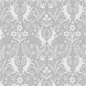 Lewis & Irene Spring Hare Reloved Collection Hares Two Tone Grey Fabric 0.5m