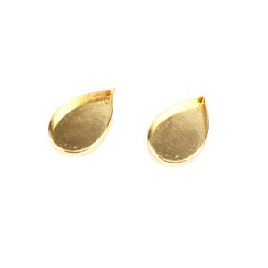 Gold Plated Base Metal Pear Bezel Pendant, Approx 36x22x5mm (2pk)