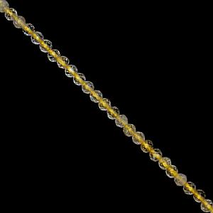 10cts Golden Rutile Faceted Round Approx 2mm, 38cm Strand