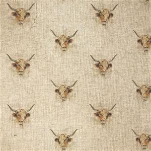 Highland Cow All-Over Linen Look Fabric 0.5m