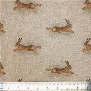 Leaping Hares All-Over Linen Look Fabric 0.5m
