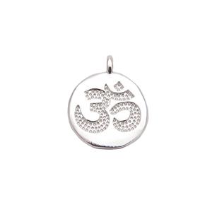 Silver Plated Base Metal Ohm Pendant, Approx 12mm