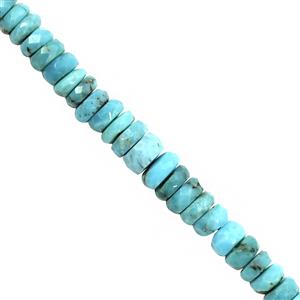 15cts Sleeping Beauty Turquoise Graduated Faceted Wheels Approx 3x1 to 5x3, 15cm Strand with Spacers