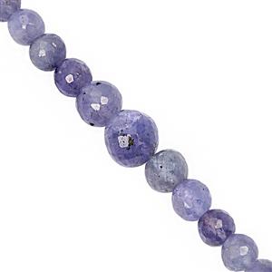 100cts Tanzanite Graduated Faceted Round Approx 4 to 9mm, 38cm Strand