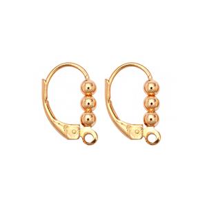 Rose Gold Plated 925 Sterling Silver Leverback with beaded design and loop, Approx 16mm (1 Pair)