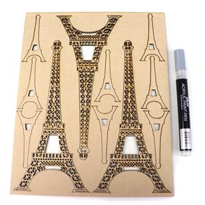 Bert & Gert's French Collection Large Eiffel Tower MDF Embellishments with Silver Paint Pen