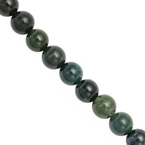 135cts Moss Agate Smooth Round Approx 8mm, 28cm Strand