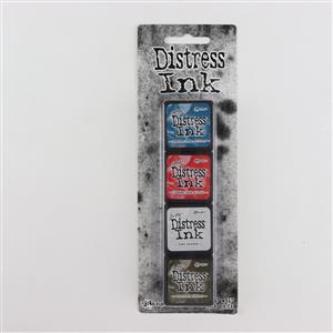 Tim Holtz Distress Mini Ink Kit #18 - Incl; Uncharted Mariner, Lumberjack Plaid, Lost Shadow and Scorched Timber