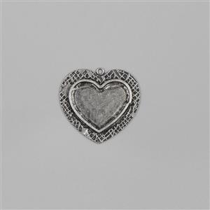 ICE Resin® Milan Antique Silver Medium Heart Bezel Closed Backs Apppox ID 29x20mm