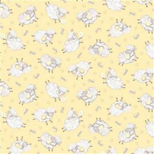 Sweet Dreams Counting Sheep Yellow Fabric 0.5m
