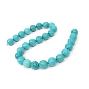 510cts Dyed Blue-Green Magnesite Faceted Rounds Approx 14mm, 38cm Strand