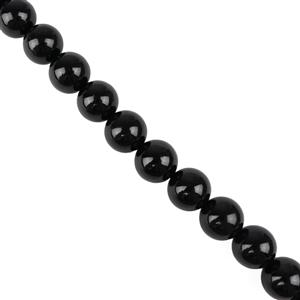 415cts Black Type A Jadeite Plain Rounds Approx 16mm, 18cm Strand