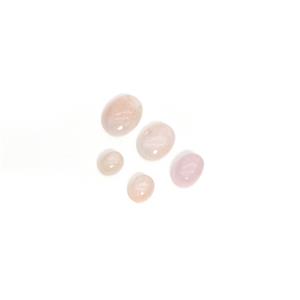 25cts Morganite Plain Oval Cabochons  Assorted Sizes (Set Of 5) 