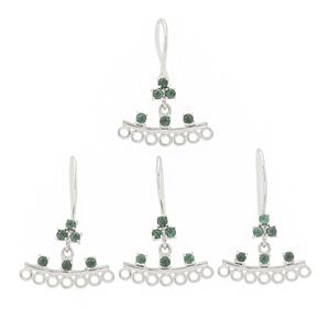 925 Sterling silver Multi Loops Earring With Malachite, Approx 25x19mm (Pair of 2)