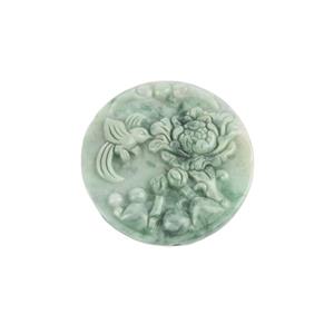 200cts Double-Side Carved Flower Type A  Floating Flower Jadeite Pendant, Approx 50mm, 1pcs