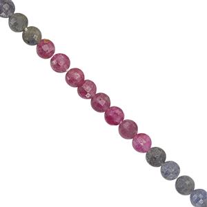 30cts Ruby & Blue Sapphire Faceted Coin Approx 4mm, 30cm Strand