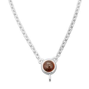 925 Sterling Silver 20inch Finished Cable Chain with 5mm Plain Round (Bezel) Rajasthan Garnet Connector with Loop