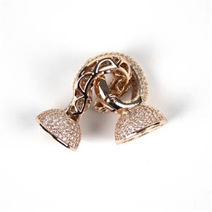 Rose Golden Brass Clasp with Cubic Zirconia Approx 38x12mm