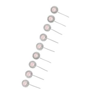 925 Sterling Silver Beaded Head Pins With 3mm Round Rose Quartz - 40mm, Width 0.5mm - (10pcs)