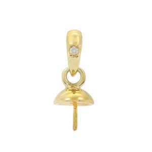 Gold Plated 925 Sterling Silver Peg Bail with Loop Diamond, Approx 15x6mm