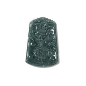 80cts Olmec Blue Jadeite Double Side Carving Dragon Pendant, Approx 38x59mm, 1pcs