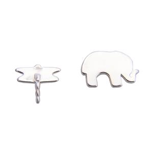925 Sterling Silver Elephant & Dragonfly Solderable Accent, Approx 6mm 