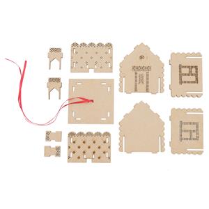 Gingerbread House, Approx 10cm, 60cm of 3mm red satin ribbon and assembly instructions