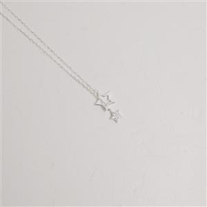 925 Sterling Silver Lariat Star Necklace With Cubic Zirconia (48cm Length)