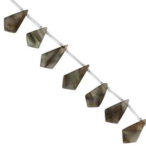 75cts Labradorite Side Drill Smooth Kites Approx 20x9.5 to 27x11mm, 13cm Strand with Spacer