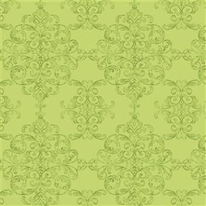 Lila Tueller Lucy June Damask Lime Fabric 0.5m