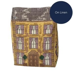 Cross Stitch Guild Georgian House Pincushion on Linen