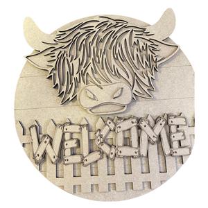 MDF Welcome Highland Cow Plaque