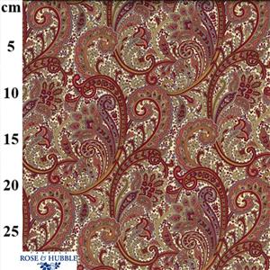Cotton Poplin Paisley Prints Burgundy Fabric 0.5m