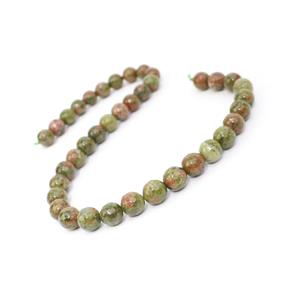 290cts Unakite Faceted Rounds Approx 10mm, 38cm Strand