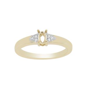 Gold Plated 925 Sterling Silver Oval Ring Mount (To fit 5x3mm gemstones) Inc. 0.03cts White Zircon Brilliant Cut Round 1mm - 1Pcs