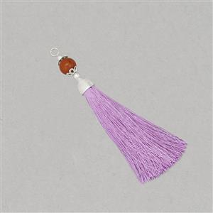 Purple Tassel With 7cts Red Agate Bead Approx 10mm & Silver Plated Base Metal Bead Caps