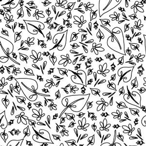Sanntangle Tangly Leaves White Fabric 0.5m