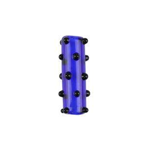 Preciosa Cobalt/Black Polka Dot Cylinder Lampwork Bead Approx 20x6mm (1pk)