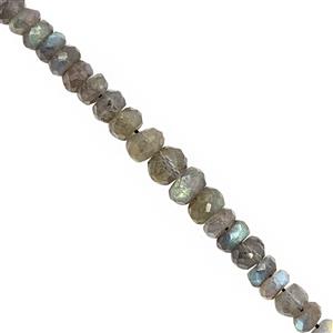 66cts Labradorite Graduated Faceted Roundelles Approx 4.5x2 to 7.5x5mm, 20cm Strand
