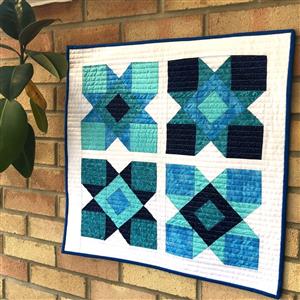 Sewmotion Blue Star Crossed Wallhanging Kit: Fabrics, Pattern & Templates. 23in Square