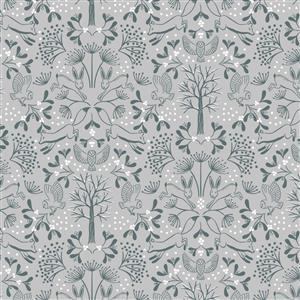 Lewis & Irene Winter In Bluebell Wood Collection Teal Winter Motifs Grey Flannel Fabric 0.5m